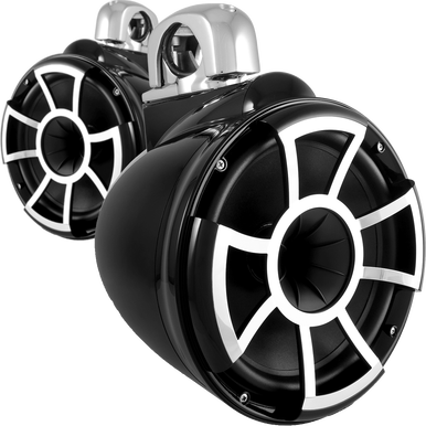 REV 10 B-FC V2 | Wet Sounds Revolution Series 10" Black Tower Speaker With TC3 Fixed Clamps For Tube Diameter 1 7/8” To 3”