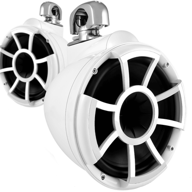 REV 10 W-SC V2 MINI | Wet Sounds Revolution Series 10" White Tower Speaker With TC3 Mini Swivel Clamps For Tube Diameter 1” To 1 7/8”