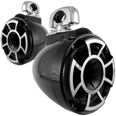 REV 8 B-SC V2 | Wet Sounds Revolution Series 8" Black Tower Speaker With TC3 Swivel Clamps For Tube Diameter 1 7/8” To 3”