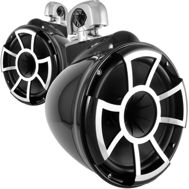 REV 10 B-SC V2 MINI | Wet Sounds REV Series 10" Black Tower Speaker With TC3 Mini Swivel Clamps For Tube Diameter 1” To 1 7/8”