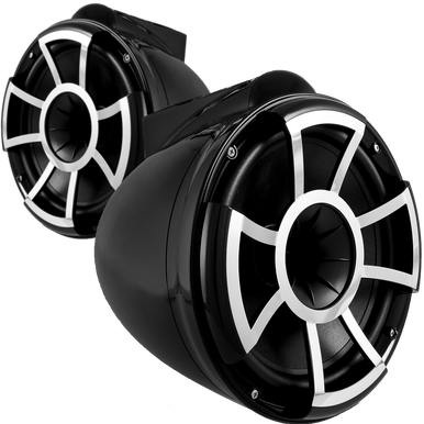 REV 10 B-X V2 | Wet Sounds Revolution Series 10" Black Tower Speaker With X Mount Kit For Surface Mounting