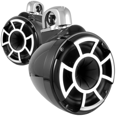 REV 8 B-FC V2 | Wet Sounds Revolution Series 8" Black Tower Speaker With TC3 Fixed Clamps For Tube Diameter 1 7/8” To 3”