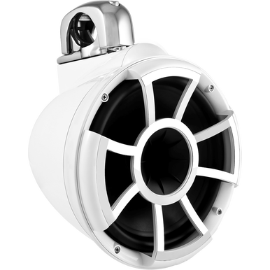 REV 10 W-FC V2 MINI | Wet Sounds Revolution Series 10" White Tower Speaker With TC3 Mini Fixed Clamps For Tube Diameter 1” To 1 7/8”