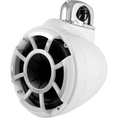REV 8 W-FC V2 | Wet Sounds Revolution Series 8" White Tower Speaker With TC3 Fixed Clamps For Tube Diameter 1 7/8” To 3”