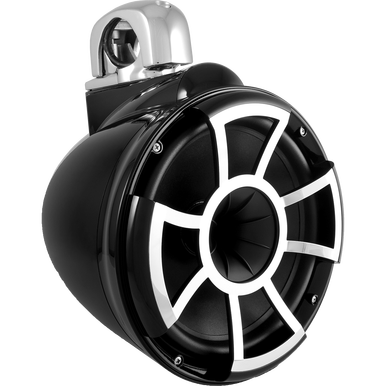 REV 10 B-FC V2 | Wet Sounds Revolution Series 10" Black Tower Speaker With TC3 Fixed Clamps For Tube Diameter 1 7/8” To 3”